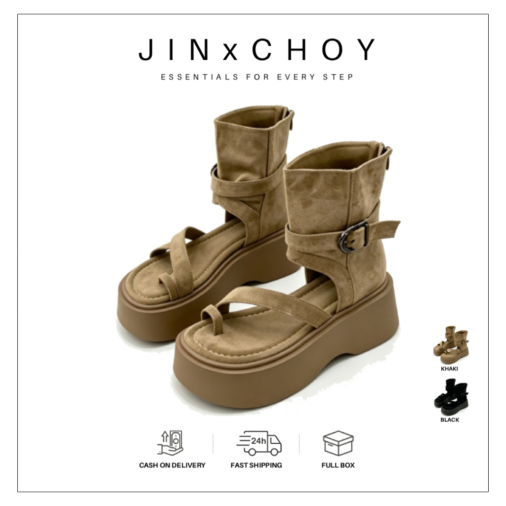 Hàn Quốc hệ thống Vintage dày đế La Mã mát khởi động mùa hè thời trang thiết lập tăng chiều cao trở lại Zip Ladies Casual Anti-Slip High Pack Sandals Factory giá bán buôn