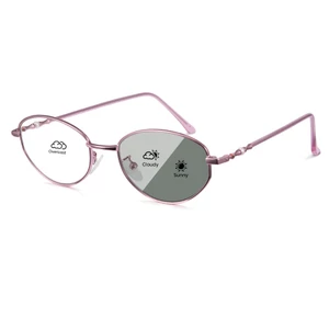 Cyxus Kính chặn ánh sáng xanh Photochromic hình bầu dục Khung kim loại nữ phong cách Hàn Quốc 8376