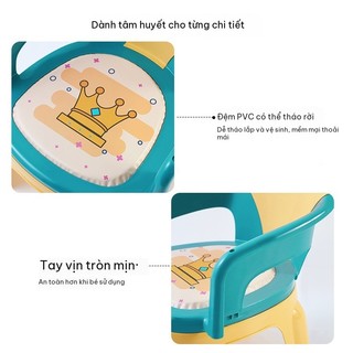 Ghế bé kèm đĩa ăn thấp, ghế ăn bàn trẻ em gia đình, chống sốc, tựa lưng, gọi ghế phân