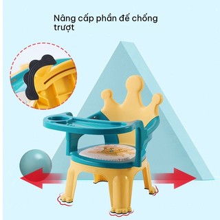 Ghế bé kèm đĩa ăn thấp, ghế ăn bàn trẻ em gia đình, chống sốc, tựa lưng, gọi ghế phân