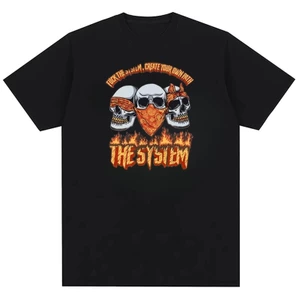 Thiết kế họa tiết in hình đầu lâu hip-hop màu ngọn lửa cho áo thun nam nữ unisex