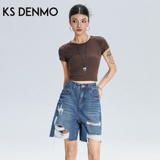 Retro Thời Trang 丨 Quần Jean Năm Điểm Rách Rộng Nữ 2026 Quần Short Mới Rời Ôm Hơn Nhìn Thẳng Quần