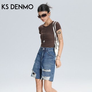 Retro Thời Trang 丨 Quần Jean Năm Điểm Rách Rộng Nữ 2026 Quần Short Mới Rời Ôm Hơn Nhìn Thẳng Quần