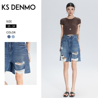 Retro Thời Trang 丨 Quần Jean Năm Điểm Rách Rộng Nữ 2026 Quần Short Mới Rời Ôm Hơn Nhìn Thẳng Quần