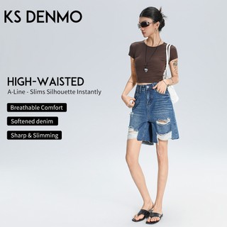 Retro Thời Trang 丨 Quần Jean Năm Điểm Rách Rộng Nữ 2026 Quần Short Mới Rời Ôm Hơn Nhìn Thẳng Quần