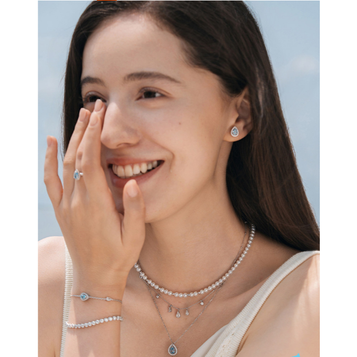 FANCIME Nước Mắt Xanh Vòng Cổ Trái Tim Đại Dương Bạc Sterling Mặt Dây Chuyền Ánh Sáng Sang Trọng Dainty Trang Sức Quà Tặng Sinh Nhật Cho Nàng