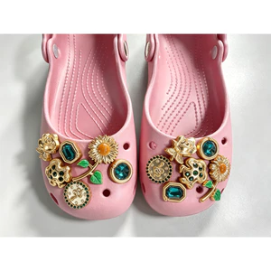 Phong Cách Vintage Vàng Hoa Hướng Dương Mẫu Giày Quyến Rũ 12 Chiếc Sandal Nữ Trang Trí Nút DIY Phụ Kiện Giày Bộ