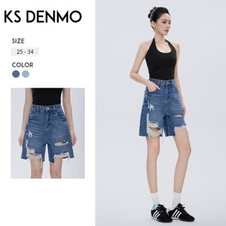 Retro Frayed Rách Năm Điểm Quần Jean Nữ Mùa Hè 2026 Quần Giữa Rời Thường Ngày Nhỏ Eo Cao Quần Short