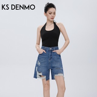 Retro Frayed Rách Năm Điểm Quần Jean Nữ Mùa Hè 2026 Quần Giữa Rời Thường Ngày Nhỏ Eo Cao Quần Short