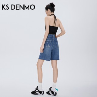 Retro Frayed Rách Năm Điểm Quần Jean Nữ Mùa Hè 2026 Quần Giữa Rời Thường Ngày Nhỏ Eo Cao Quần Short