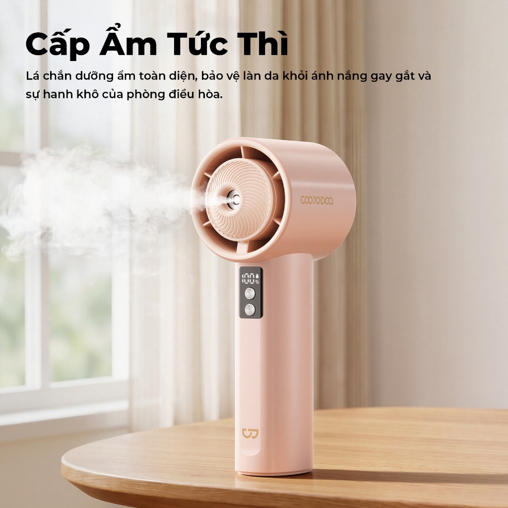 GOOJODOQ Quạt phun 3600Mah, Hydrating, Sạc lại, Mini cầm tay, Cầm tay, Gió mạnh, Tốc độ cao ​​GFS030, 11200 RPM, Tốc độ gió: 7,2 m / giây