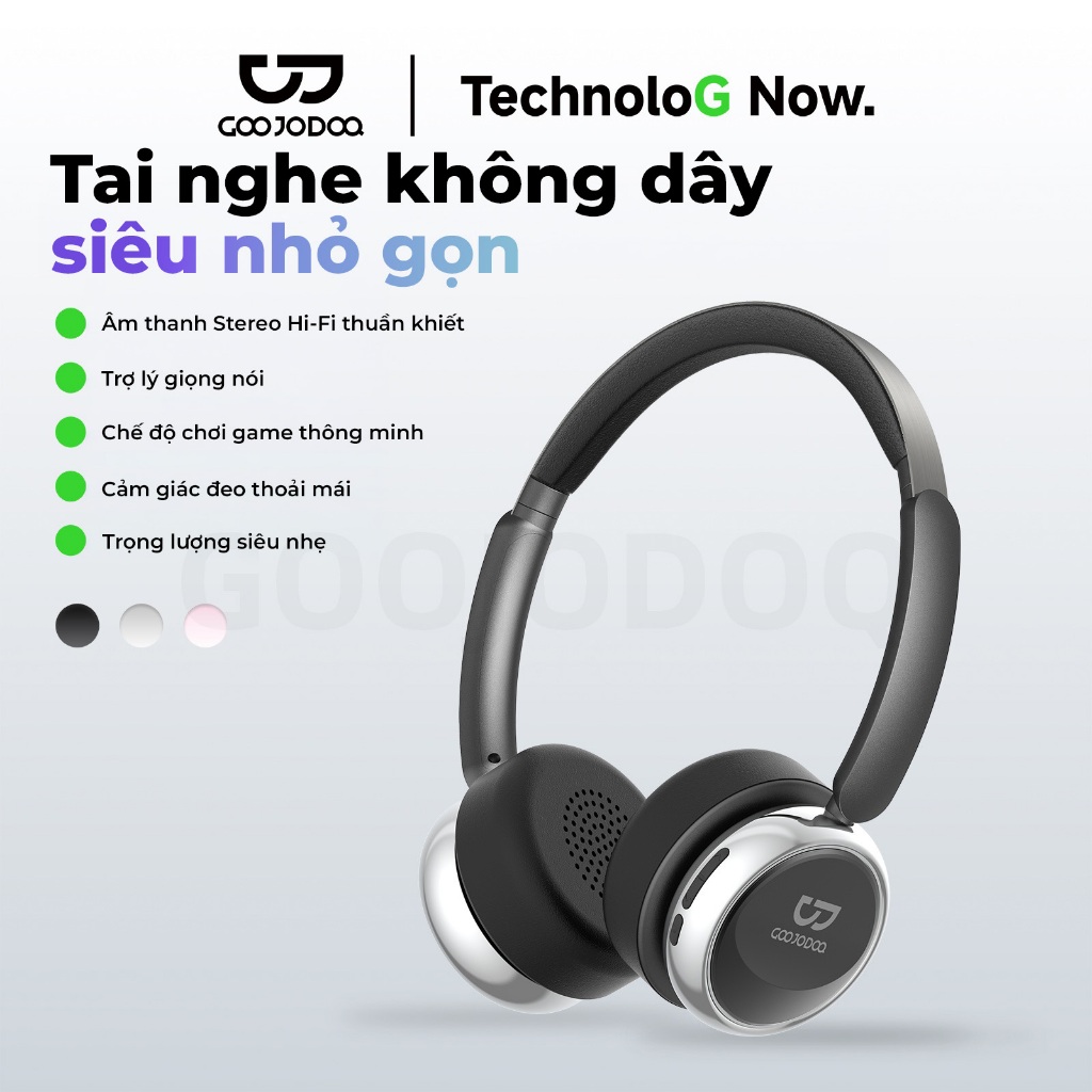 GOOJODOQ Tai nghe J242 Bluetooth không dây 5.3 Trợ lý giọng nói Băng đô có thể điều chỉnh Nhẹ & Nhỏ gọn