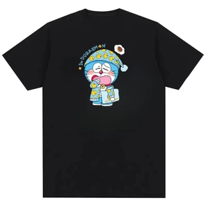 Doremon thích ngủ, thiết kế in hình vui nhộn, quần áo cotton nguyên chất, áo thun nam nữ