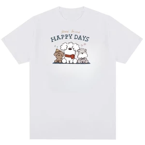 Happy Days Puppies Thiết kế in hình vui nhộn Quần áo Cotton Áo thun thời trang trung tính
