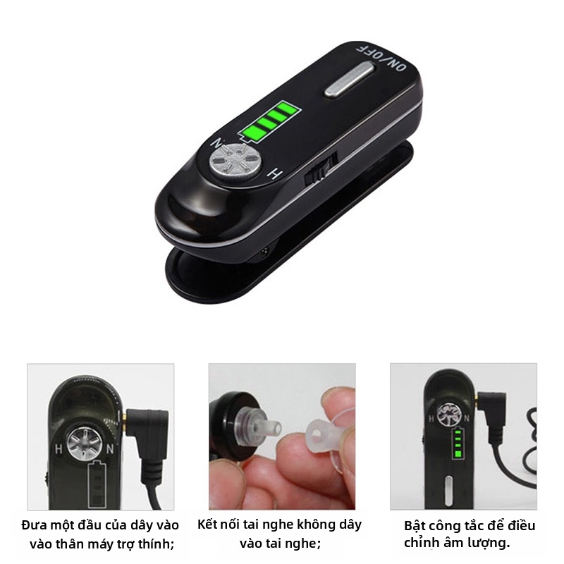 Máy trợ thính loại hộp trợ thính có thể sạc lại cho người già có tuổi thọ pin 24H & Giảm tiếng ồn thông minh