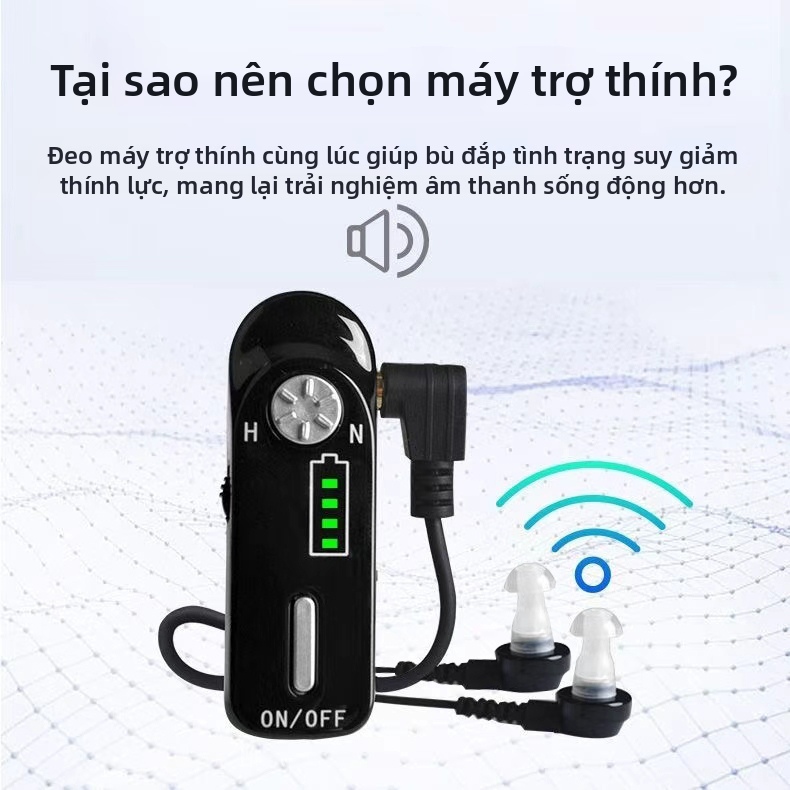Máy trợ thính loại hộp trợ thính có thể sạc lại cho người già có tuổi thọ pin 24H & Giảm tiếng ồn thông minh