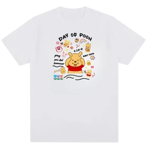Áo thun Cotton nguyên chất Unisex, in hình vui nhộn của Winnie the Pooh mất mật ong