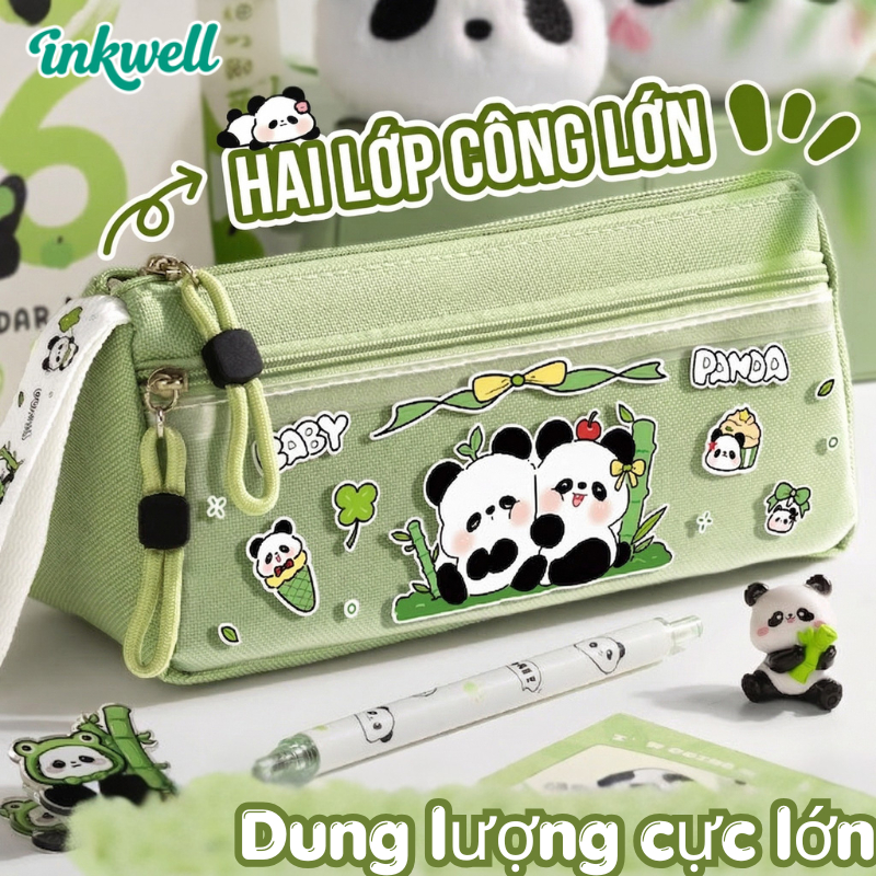 hộp bút/Hộp Bút Dung Tích Lớn 2 Ngăn / Gấu Trúc Cute /Túi Đựng Bút Học Sinh Nhiều Ngăn