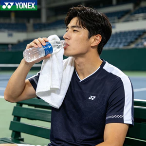 Áo tập thể dục khô nhanh YONEX, áo sơ mi ngắn tay tập chạy bộ thoáng khí