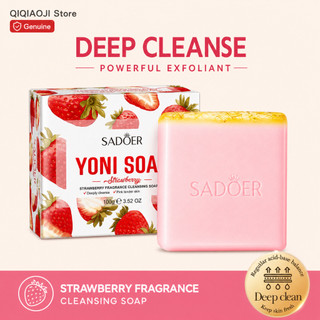 Xà Phòng Vùng Riêng SADOER Hương Dâu 100g Dịu Nhẹ Làm Sạch Tươi Mát Kèm Lưới Tạo Bọt