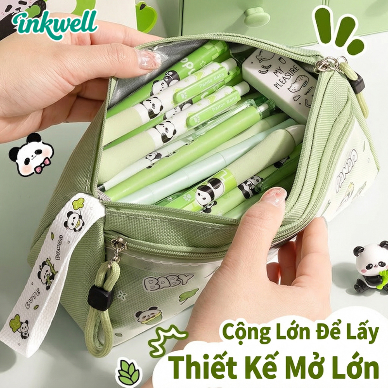 hộp bút/Hộp Bút Dung Tích Lớn 2 Ngăn / Gấu Trúc Cute /Túi Đựng Bút Học Sinh Nhiều Ngăn