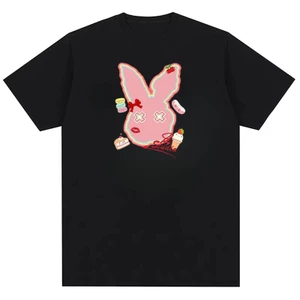 Áo thun cotton nguyên chất in hình thỏ hồng dễ thương yêu thích dành cho nữ