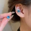 Bất Đối Xứng AB Thiết Kế Màu Xanh Vuông Cắt Cubic Zirconia Vòng Đeo Tai Không Đục Màu Bạc Nhỏ Cz Lát Kẹp Trên Bông Tai Tối Giản Thanh Lịch Hàng Ngày Trang Sức Quà Tặng Cho Nữ