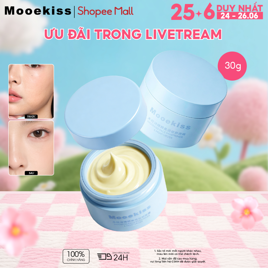 [KOL] Kem Lót Mooekiss 30g, Nâng Tông, Làm Mịn Da, Thu Nhỏ Lỗ Chân Lông, Lâu Trôi