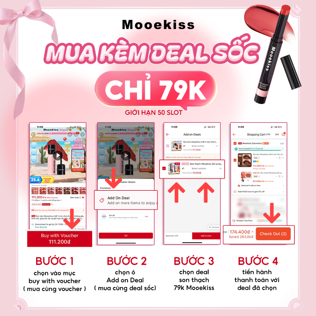 [KOL] Son Kem Lì Mooekiss Creamy Matte , Mịn Nhẹ Môi, Lâu Trôi, Không Dính Cốc, Dễ Dùng Hàng Ngày 2g