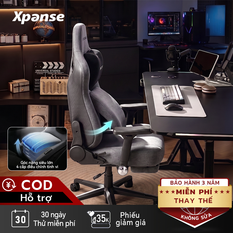 Ghế chơi game Xpanse X7 – Tựa lưng có thể điều chỉnh chuyển động mượt mà giống như đám mây – Thân thiện với da, thoáng khí, chống vết bẩn | Ghế tiện dụng | Ghế văn phòng | Rảnh
