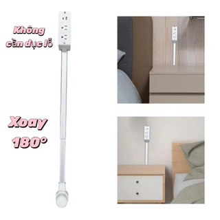 Bộ mở rộng ổ cắm điện CLEARLINE, Bộ mở rộng ổ cắm điện có thể điều chỉnh độ dài không cần đục lỗ, Xoay 180° Bộ mở rộng ổ cắm điện màu trắng cho NightStand
