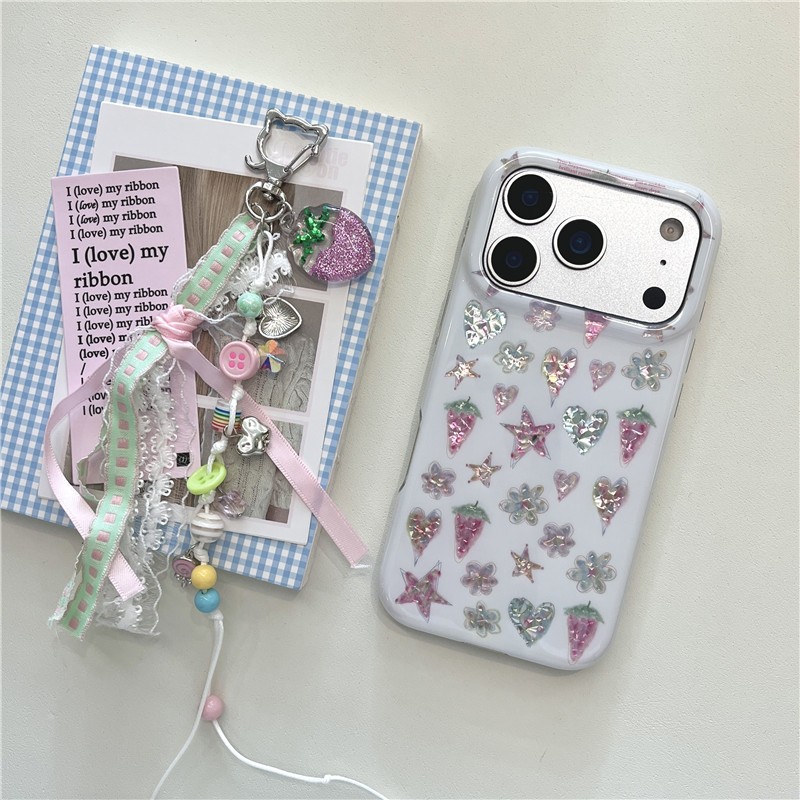 Ốp điện thoại xử lý IMD cho iPhone 17 Pro Max Star Strawberry