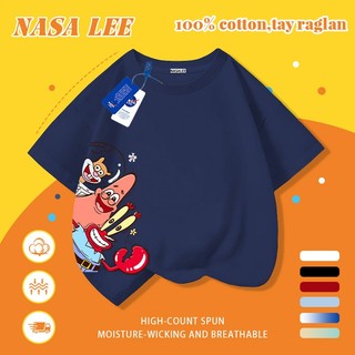 [Giao hàng trong ngày] Áo thun Cotton trắng nguyên chất thoáng khí cho trẻ em NASA Mèo hoạt hình và in hình hợp thời trang Bé trai 3-16 tuổi Bé gái tay ngắn thông thường