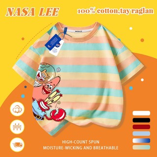 [Giao hàng trong ngày] Áo thun Cotton trắng nguyên chất thoáng khí cho trẻ em NASA Mèo hoạt hình và in hình hợp thời trang Bé trai 3-16 tuổi Bé gái tay ngắn thông thường