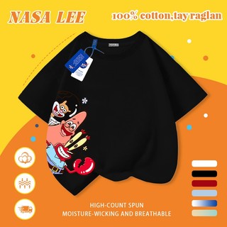 [Giao hàng trong ngày] Áo thun Cotton trắng nguyên chất thoáng khí cho trẻ em NASA Mèo hoạt hình và in hình hợp thời trang Bé trai 3-16 tuổi Bé gái tay ngắn thông thường