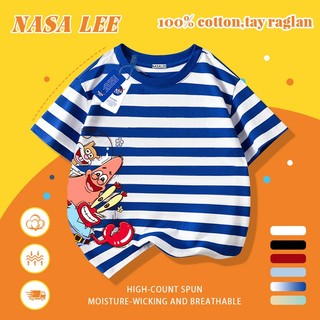 [Giao hàng trong ngày] Áo thun Cotton trắng nguyên chất thoáng khí cho trẻ em NASA Mèo hoạt hình và in hình hợp thời trang Bé trai 3-16 tuổi Bé gái tay ngắn thông thường