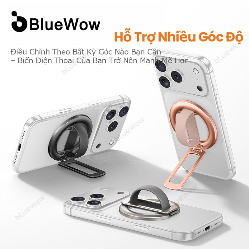 Giá đỡ nhẫn điện thoại di động từ tính BlueWow, Chân đế kẹp điện thoại di động có thể tháo rời MagSafe