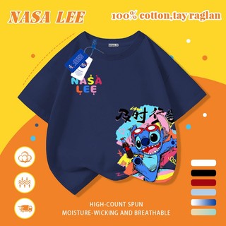 [Giao hàng trong ngày] Áo thun Cotton trắng nguyên chất thoáng khí cho trẻ em NASA Phim hoạt hình Koala Stitch In hợp thời trang 3-16 tuổi Bé trai bé gái tay ngắn thông thường