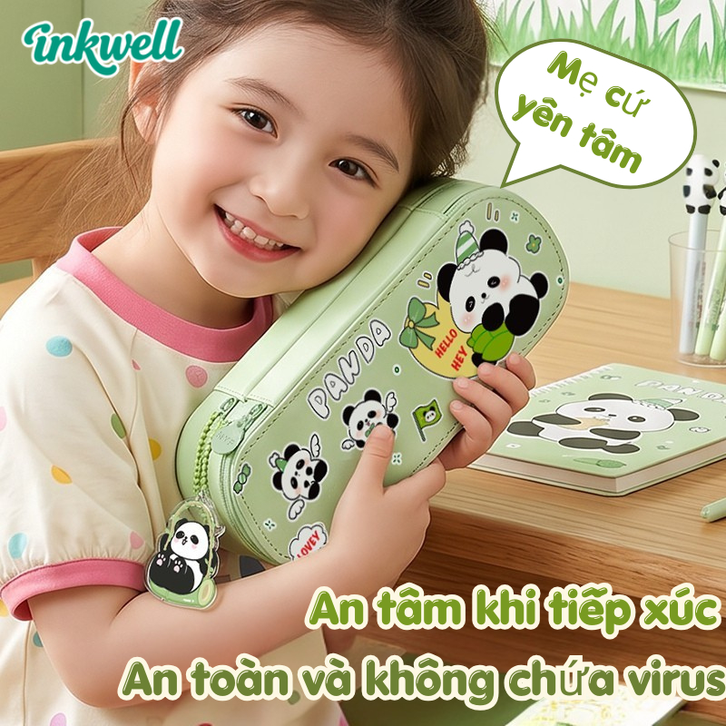 Hộp Bút PU 2 Ngăn Dung Tích Lớn /Mẫu Mới Cao Cấp /Hộp Bút Học Sinh Dễ Thương/Gấu trúc hoạt hình