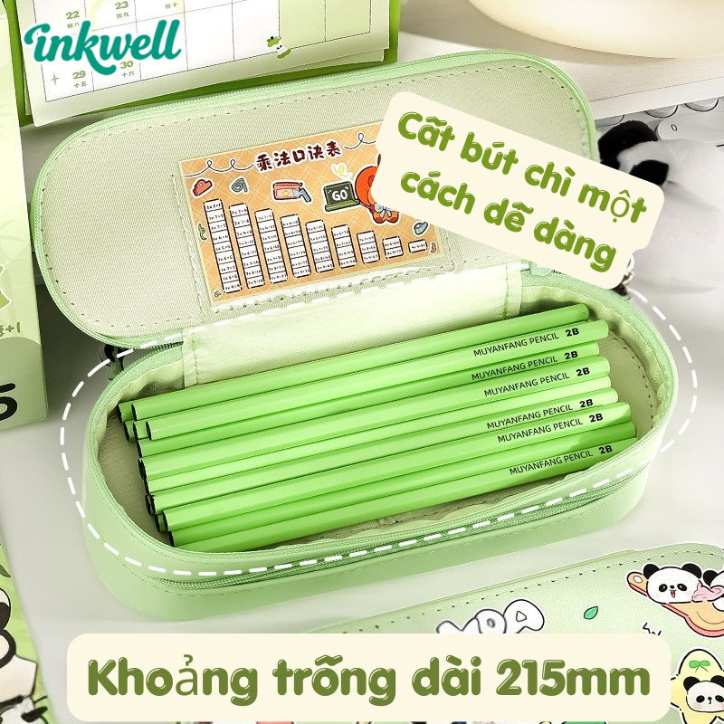 Hộp Bút PU 2 Ngăn Dung Tích Lớn /Mẫu Mới Cao Cấp /Hộp Bút Học Sinh Dễ Thương/Gấu trúc hoạt hình