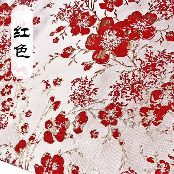Lụa vàng hoa mai dập nổijacquard - liệu cho đầm và áo khoác nữ, phù hợp DIY