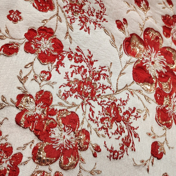 Lụa vàng hoa mai dập nổijacquard - liệu cho đầm và áo khoác nữ, phù hợp DIY