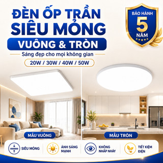 CANMEIJIA Đèn LED Ốp Trần Siêu Mỏng 20W 30W 40W 50W 3 Màu Trong 1 Đèn Vuông Tròn Siêu Sáng Đèn Trần LED Phòng Khách Phòng Ngủ Nhà Bếp