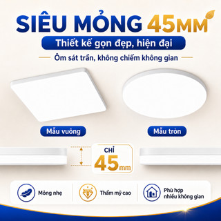 CANMEIJIA Đèn LED Ốp Trần Siêu Mỏng 20W 30W 40W 50W 3 Màu Trong 1 Đèn Vuông Tròn Siêu Sáng Đèn Trần LED Phòng Khách Phòng Ngủ Nhà Bếp