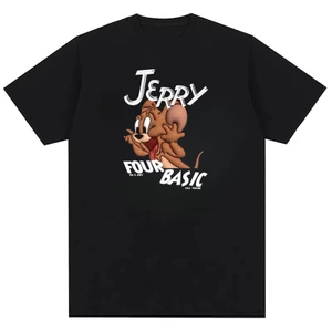 Jerry In Họa Tiết Mèo Và Chuột Chất Lượng Cao Cơ Bản Màu Trơn Trung Tính Cotton Nguyên Chất