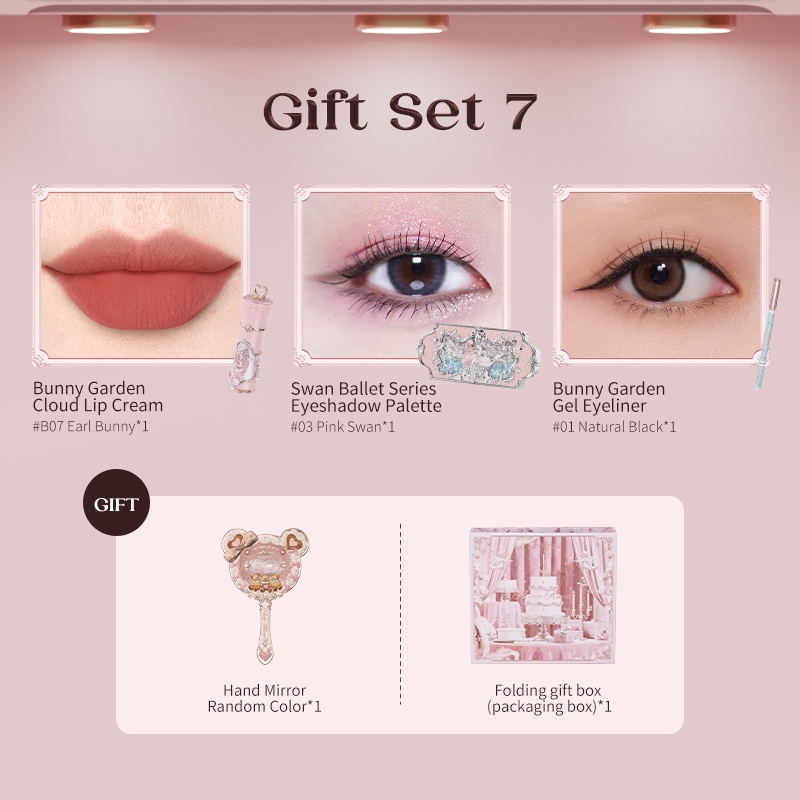 Set Mỹ Phẩm Flower Knows Swan Ballet / Bunny Garden – Son Môi & Bảng Phấn Mắt