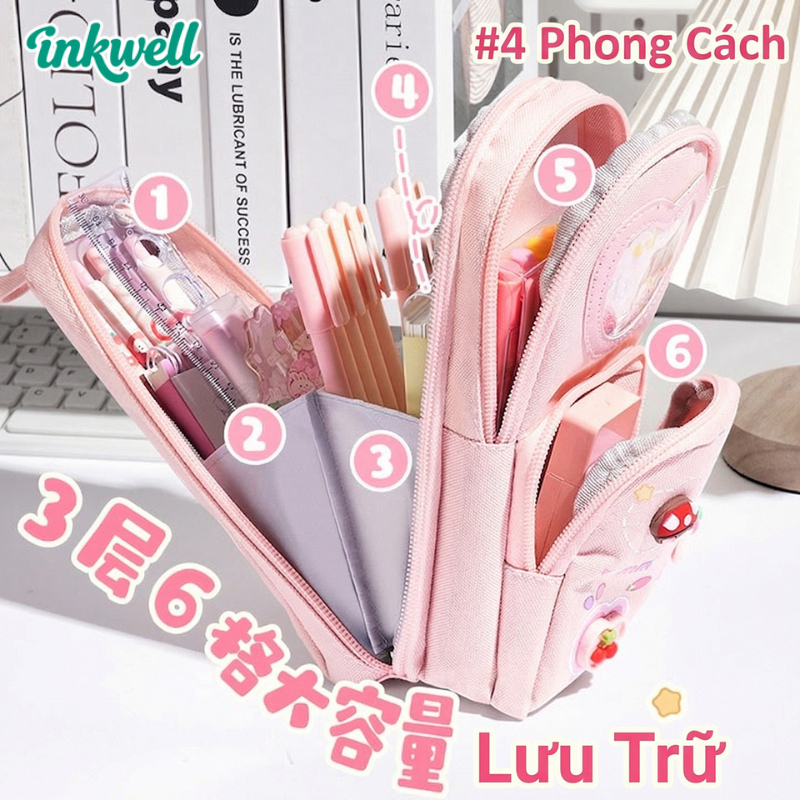 Hộp Bút Balo Dễ Thương | Dung Tích Lớn | Nhiều Ngăn | Cho Học Sinh Nữ Cấp 1, Cấp 2