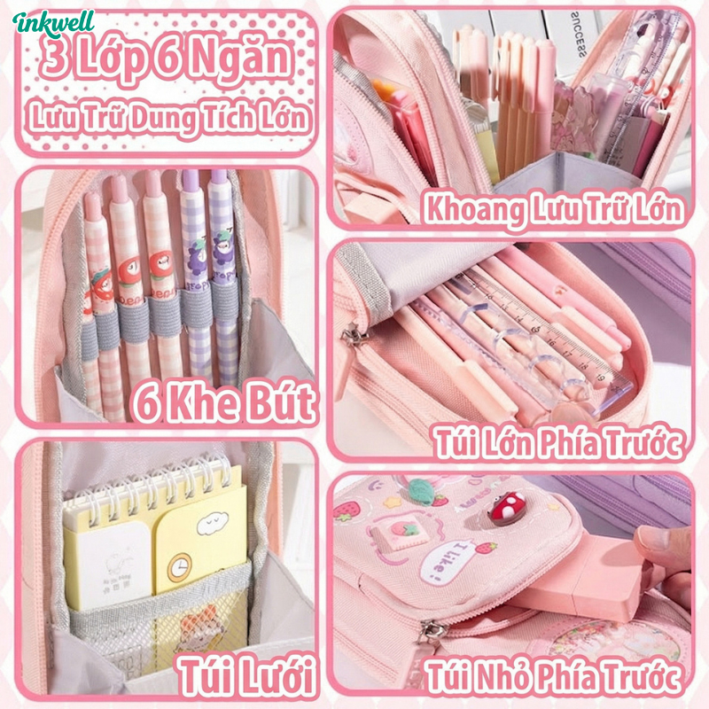 Hộp Bút Balo Dễ Thương | Dung Tích Lớn | Nhiều Ngăn | Cho Học Sinh Nữ Cấp 1, Cấp 2