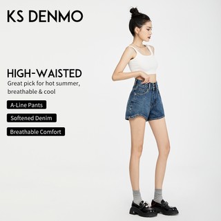Màu Xanh Đậm Quần Short Denim Nữ Form Chữ A Trendy, Phù Hợp Mùa Hè 2026
