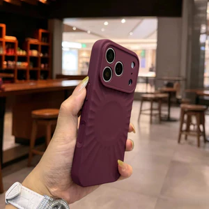 【 Ốp điện thoại mềm silicon họa tiết mặt trời / màu đỏ anh đào 】 tương thích với ốp lưng iPhone 16 pro max 17 pro max